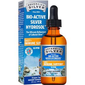 Sovereign Silver Bio-Active Silver Hydrosol for Immune Support - Colloidal Silver Liquid - 10 ppm, 1oz (29mL) - Travel Size