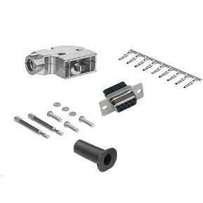 CompuCablePlusUSA.com Best DB15 Female Crimp on Connector DIY Kit Includes Crimp on Connector, Crimp Pins, 90 Degree Angle Metal Hood, Strain Relief Grommets and Screws. (DB15 Female)