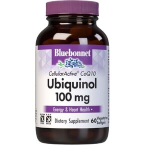 Bluebonnet Ccellular Active CoQ10 Ubiquinol Vegetarian Softgels, 100 mg, Maroon, 60 Count