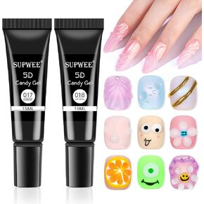 30g Solid Nail Glue Gel for Press on Nails Multifuctional Super Strong Gel Nail Glue for Nail Tips Creat 3D Nail Art Strong Adhesive Rhinestone Glue Gel
