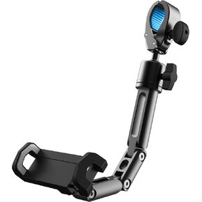 Quyee Phone Holder Car, Rear View Mirror Phone Holder - Aluminum Alloy Mount Multi-Angle Adjustment Rotatable and Retractable Compatible with All 4-7 Inch iPhone and Android Cell Phones