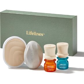 Lifelines Sensory Essentials Travel Set, Includes Pen Diffuser, Grounding Stone Fidget, Everyday Diffuser, and Three Bottles of Lifelines Essential Oil Blend in Travel Case