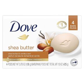 Dove Beauty Bar Gentle Skin Cleanser Moisturizing, Shea Butter, 3.75 oz, 6 Bars