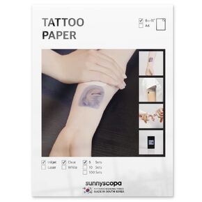 Printable Temporary Tattoo Paper for INKJET printer - US LETTER SIZE 8.5"X11", 10 SHEETS - DIY Personalized Image Transfer Sheet for skin - Custom Waterslide Decal Stencil Henna