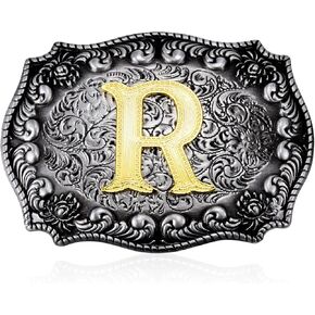 Western Initial Letters Belt Buckle ABCDEFG to Z Alphabet Letters Belt Buckles for Men Women Boys