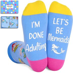 Zmart Crazy Silly Funny Socks for Women Men Teens, Mermaid Ocean Marine Gifts, Animal Lover Gifts, Mermaid Socks Ocean Marine Animal Socks