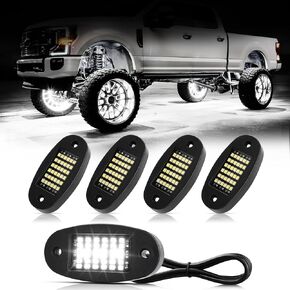 20 Pods White Rock Lights 6000K Pure White 36 LEDs SMD Chips Super Bright Neon Underglow Light IP68 Waterproof for Pickup Trucks SUV UTV ATV RZR Car Boats (White)