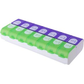 EZY DOSE Weekly (7-Day) Pill Organizer, Vitamin Case, and Medicine Box, 2 Times a Day, AM PM, Large Compartments, Easy Fill All Compartments at Once, Color May Vary