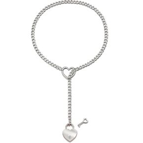 Harry and Henry Heart Slip Chain Necklace for Women Handmade Punk Cuban Slip Chain Choker Necklace Jewelry Adjustable Gothic Lariat Y-Necklace Stainless Steel