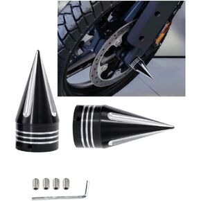 Front Axle Nut Covers 3.6" CNC Spike Front Axle Nut Covers Caps for Harley Touring Street Glide Fat Boy Road King Electra Glide Tri Glide Dyna (Chrome)…