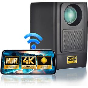[E-Focus & Keystone] Pro Version Premium Projector HDR 5G WIFI Bluetooth AAXA L500 1080p Wireless Mirroring iPhone Android Streaming App Store, 10W Speakers, Mini Projector