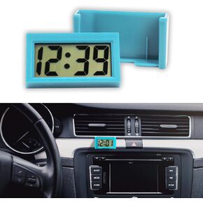 Small Electronic Dashboard Car Time Clock Self-Adhesive Mini Car Electronic Clock, Simple Car Accessories LCD Screen Home Digital Display Clock with Stand for Car, Office (Black)
