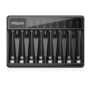 HiQuick Rechargeable AA Batteries with Charger, 8 Bay Smart Battery Charger for AA/AAA Ni-MH/NiCD Rechargeable Batteries with 1.2V Ni-MH Low Self Discharge & Pre-Charged 2800Mah AA Batteries(16 Pack)