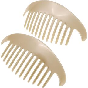 Camila Paris CP3016 French Hair Side Combs, Beige Pearl Interlocking Combs French Twist Hair Combs, Strong Hold Hair Clips for Women Bun Chignon Up-Do, Styling Girls Hair Accessories, Made in France