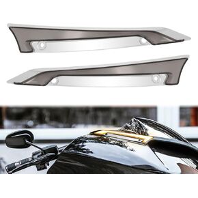 Motorcycle Windshield Trim Lights Windscreen Fairing LED Turn Signals Running Light Fit for Harley Road Glide FLTRXS FLTRK FLTRX 2015-2023 (Black Housing Smoke Lens)