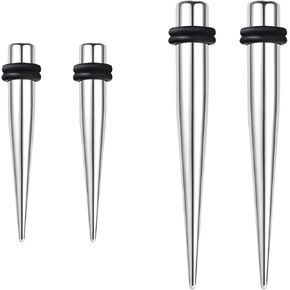 BodyAce 14G-4G Ear Stretching Kit Tapers, Surgical Steel Eyelets Ear Plugs for Men Women, Press in Ear Gauges Stretchers Expanders Body Piercing Jewelry