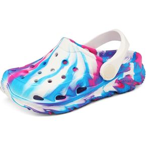 Toddler Kids Clogs Garden Shoes for Boys Girls Marbled Tie Dye Water Shoes Slip on Sandals