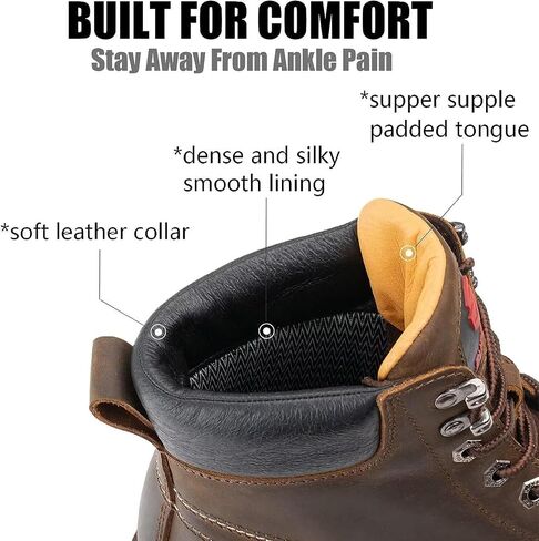 SUREWAY Mens Heavy Duty Wedge Moc Toe Work Boots for Men-Soft Toe,Comfortable Durable,Goodyear,Oil/Slip-Resistant,6 in Safety Industrial Construction Boots/Shoes in Kuwait