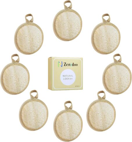 Exfoliating Loofah Sponge Face Pads Scrubber,Zenidoo Natural Facial Loofa Scrub Pad Luffa Cleanser Sponges Brush for Men and Women Without Hurting The Skin,Large Size（4 Pack） in Saudi Arabia