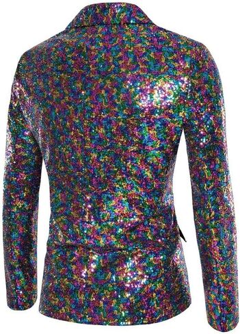 【5sizes 6colors Mens One Button Sequin Dress Suit Jacket Party Festival Tuxedo Sport Coat in Saudi Arabia