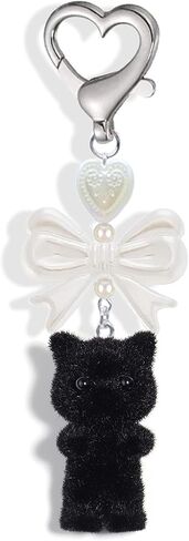 Cute Cat Keychain,Fuzzy Kitty Cat Decor Gifts Cat Lovers Y2K Heart Bow Pendent Women Girls Kawaii Cat Bag Charm in Saudi Arabia
