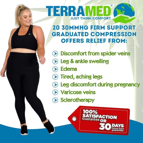 Extra Firm Footless Graduated Compression Microfiber Leggings Opaque Tights for Women (20-30 mmHg) with Control Top (Large) in Saudi Arabia