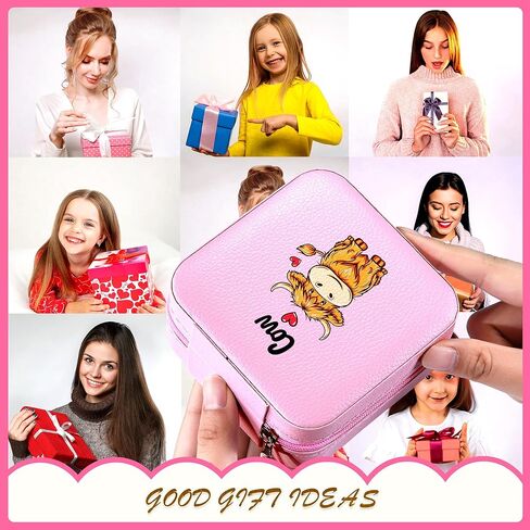 حقيبة مجوهرات السفر من BJDAMAI - صندوق مجوهرات للنساء، إكسسوارات أساسيات السفر، هدية سفر، مناسبة للخاتم والأقراط والقلائد وتخزين أحمر الشفاه! (مرآة-وردي) in Kuwait