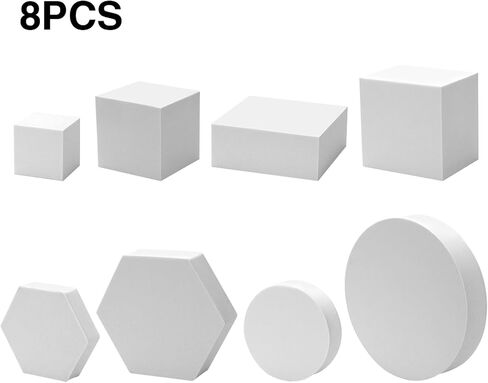 8PCS Product Photography Photo Props, Geometric Cube Photo Props Set, Hard Foam Geometric Shapes, Stereo Hard Foam Decorative Backdrop for Goods, Crafts, Lipstick, Jewelry, Cosmetics, Black in Kuwait