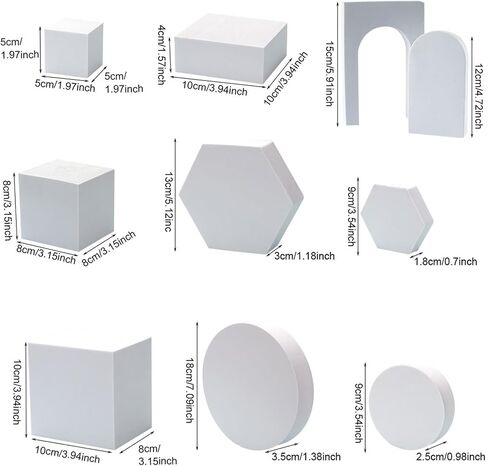8PCS Product Photography Photo Props, Geometric Cube Photo Props Set, Hard Foam Geometric Shapes, Stereo Hard Foam Decorative Backdrop for Goods, Crafts, Lipstick, Jewelry, Cosmetics, Black in Kuwait