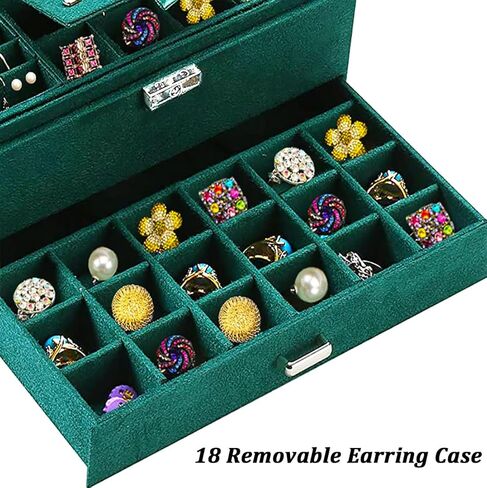 QBestry Women Jewelry Organizer Box Purple Velvet Jewelry Box for Necklace and Earring Rings Bracelets Bangle Jewelry Box Organizer for Women Ladies Jewelry Display Storage Box Case with Lock Key in Kuwait