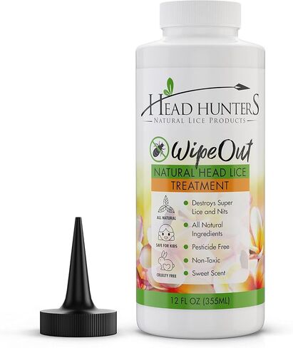Head Hunters Pro Kit - Wipeout Natural Lice Treatment Extra Strength Family Head Lice Shampoo & Lice Comb - Kills Lice, Super Lice, and Nits - Non-Toxic Head Lice Treatment for Adults & Children, 12oz in Saudi Arabia