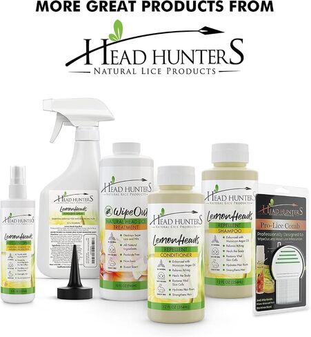 Head Hunters Pro Kit - Wipeout Natural Lice Treatment Extra Strength Family Head Lice Shampoo & Lice Comb - Kills Lice, Super Lice, and Nits - Non-Toxic Head Lice Treatment for Adults & Children, 12oz in Saudi Arabia