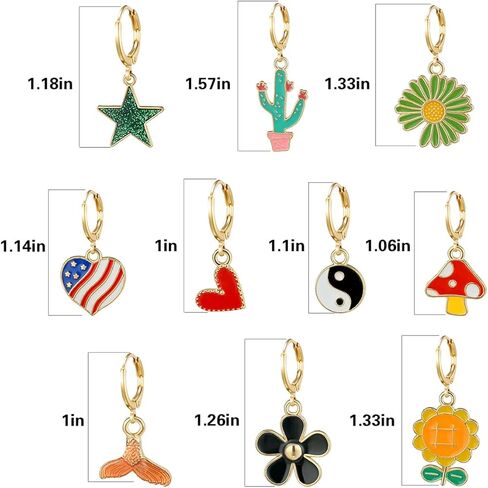 Girls Hypoallergenic Huggie Hoop Earrings with Charm Cute Small Dangle Hoop Earrings Set (10-20 Pairs) in Saudi Arabia