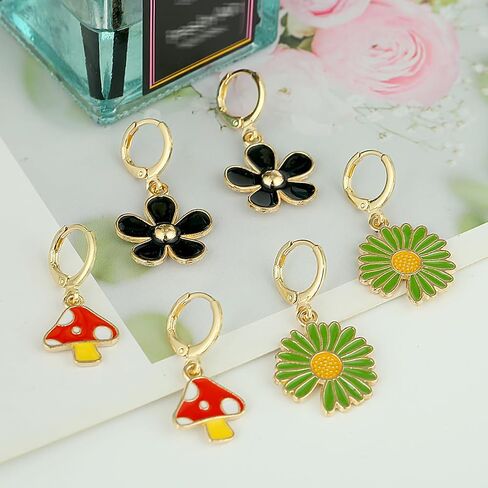 Girls Hypoallergenic Huggie Hoop Earrings with Charm Cute Small Dangle Hoop Earrings Set (10-20 Pairs) in Saudi Arabia