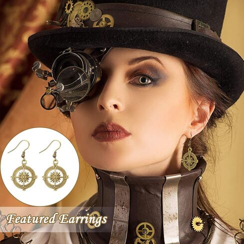 Hicarer Steampunk Retro Leggings Vintage Lace Gothic Lolita Choker Necklace Bracelet Earrings Set for Women Cosplay Halloween in Saudi Arabia