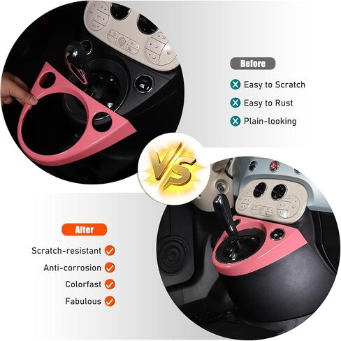 Gear Shift Frame Cover Trim Compatible with Fiat 500 2011-2023 ABS Control Gear Box Shift Knob Panel Frame Cover Sticker Decorative Accessories（Carbon Fiber） in Saudi Arabia