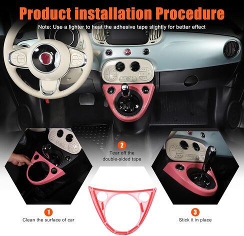 Gear Shift Frame Cover Trim Compatible with Fiat 500 2011-2023 ABS Control Gear Box Shift Knob Panel Frame Cover Sticker Decorative Accessories（Carbon Fiber） in Saudi Arabia