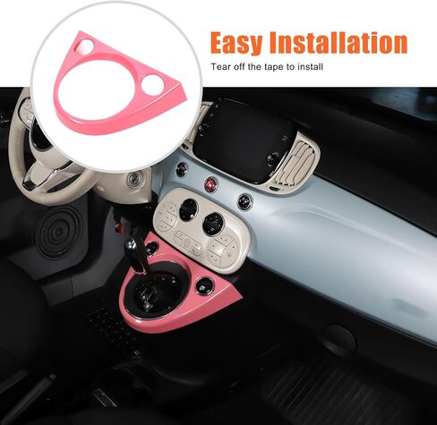 Gear Shift Frame Cover Trim Compatible with Fiat 500 2011-2023 ABS Control Gear Box Shift Knob Panel Frame Cover Sticker Decorative Accessories（Carbon Fiber） in Saudi Arabia