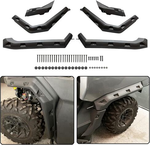 Extended Fender Flares Compatible with Can Am Defender, Mud Guards Front&Rear Compatible with Can Am Defender HD5 HD10 HD8 MAX 2016-2024 Replace 715006821 715002424 715006822(6pcs) in Kuwait