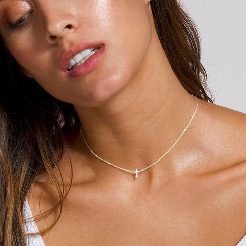 freekiss الصليب قلادة للنساء، لذيذ 14 كيلو مطلية بالذهب / الفضة الاسترليني قلادة قلادة لطيف صغير الصليب قلادة القلائد بسيطة صغيرة الماس القلائد للنساء الذهب والمجوهرات للنساء الفتيات in Kuwait
