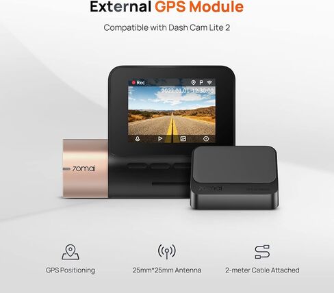 شاومي كاميرا داش لايت من 70 ماي بدقة 1080P FHD للسيارات، سوني IMX307، مستشعر تسارع مدمج، زاوية واسعة 130 درجة، نطاق واسع، رؤية ليلية، تسجيل متواصل، اسبن جولد XM-70MAI-D8-2 in Kuwait