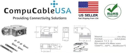CompuCablePlusUSA.com Best DB15 Female Crimp on Connector DIY Kit Includes Crimp on Connector, Crimp Pins, 90 Degree Angle Metal Hood, Strain Relief Grommets and Screws. (DB15 Female) in Kuwait