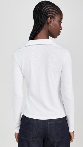 Vince Women's Long Sleeve Open Neck Polo in Saudi Arabia