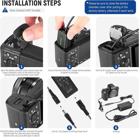 Neewer Dummy Battery Replacement for LP-E6 LP-E6N LP-E6NH with DC Coupler and AC Power Adapter Compatible with Canon EOS R Ra R3 R5 R5C R6 R6II R7 5D 6D 7D Mark II/III/IV 5DS 5DSR 60D 70D 80D 90D in Saudi Arabia