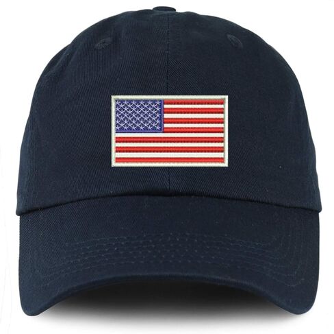 Trendy Apparel Shop Youth White American Flag Unstructured Cotton Baseball Cap in Saudi Arabia