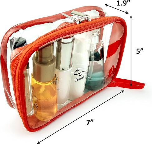Airline 3-1-1 Kit Clear Toiletry Bag TSA Approved Transparent Carry on Travel Size Bag Cosmetic Pouch with Great Stitching (Orange) in Saudi Arabia