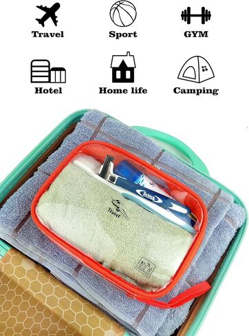 Airline 3-1-1 Kit Clear Toiletry Bag TSA Approved Transparent Carry on Travel Size Bag Cosmetic Pouch with Great Stitching (Orange) in Saudi Arabia