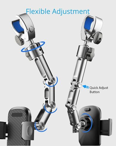Quyee Phone Holder Car, Rear View Mirror Phone Holder - Aluminum Alloy Mount Multi-Angle Adjustment Rotatable and Retractable Compatible with All 4-7 Inch iPhone and Android Cell Phones in Kuwait