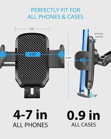 Quyee Phone Holder Car, Rear View Mirror Phone Holder - Aluminum Alloy Mount Multi-Angle Adjustment Rotatable and Retractable Compatible with All 4-7 Inch iPhone and Android Cell Phones in Kuwait