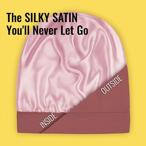 Satin Lined Sleep Cap Bonnet for Curly Hair and Braids, Stay On All Night Hair Wrap with Adjustable Strap for Women and Men, Carol Pink, Pack of 1 in Kuwait